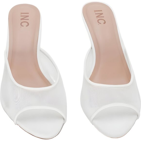 INC International Concepts Alissa White Open-Toe Mule Pumps Women's US 8.5M - Picture 1 of 6